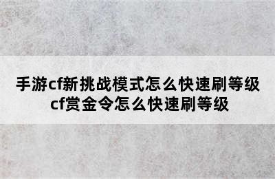 手游cf新挑战模式怎么快速刷等级 cf赏金令怎么快速刷等级